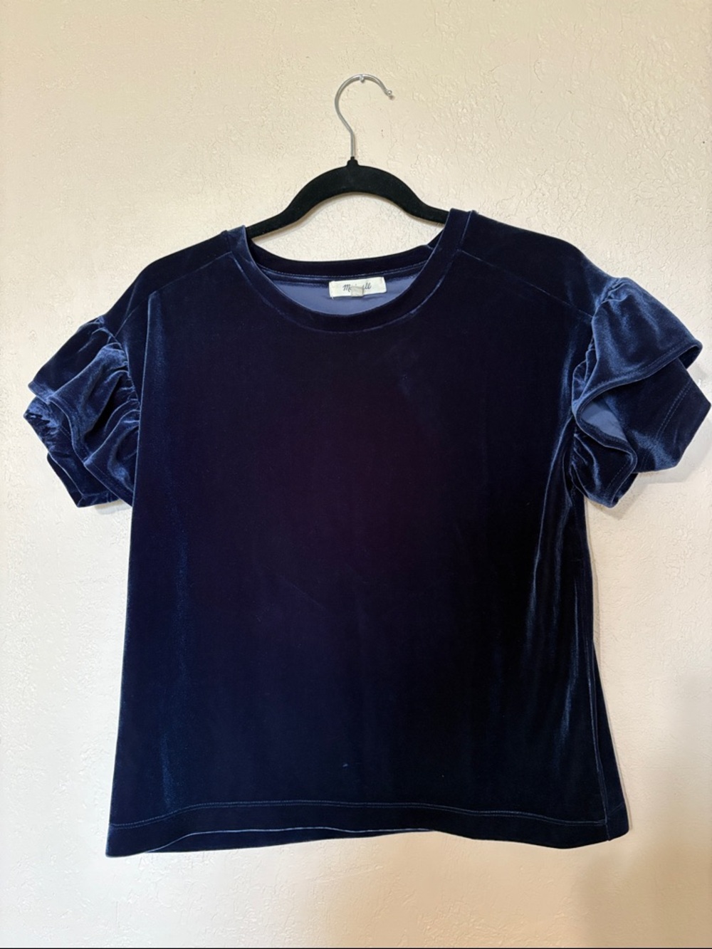 Madewell blue velvet top